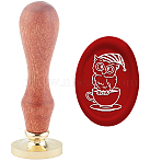 Wax Seal Stamp Set, Sealing Wax Stamp Solid Brass Head,  Wood Handle Retro Brass Stamp Kit Removable, for Envelopes Invitations, Gift Card, Owl Pattern, 9x3x2.2cm(AJEW-WH0212-380)