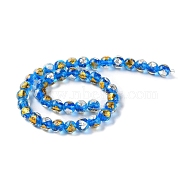 Handmade Gold & Silver Foil Lampwork Beads, Round, Dodger Blue, 12mm, about 33pcs/strand, 15.59 inch(39.6cm)(GLAA-G107-07A-02)