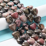 Natural Rhodonite Beads Strands, with Seed Beads, Heart, 14~15x15x6~6.5mm, Hole: 1.4mm, about 23~24pcs/strand, 14.57''(37cm)(G-E614-A12-01)