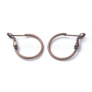 Brass Hoop Earrings, Ring, Red Copper, 20x1.5mm, Pin: 0.6mm(KK-I665-26A-R)