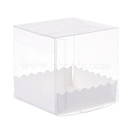 Foldable Transparent PVC Boxes, with Paper Pedestal, Clear, Boxes: 16pcs/set, Pedestal: 16pcs/set(CON-BC0006-42B)