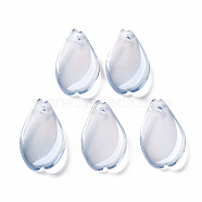 Transparent Spray Painted Glass Pendants, Pearlized, Petaline, Light Steel Blue, 16x9.5x2mm, Hole: 1mm(GLAA-S190-014C-02)