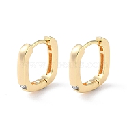 Brass Micro Pave Cubic Zirconia Hoop Earrings, Square, Real 18K Gold Plated, 11.5x2mm(EJEW-P259-07G)