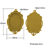 Tibetan Style Pendant Cabochon Settings, Cadmium Free & Lead Free, Oval, Antique Golden, 62x39x3mm, Hole: 2.5mm, Tray: 40x30mm(TIBEP-A22962-AG-LF)