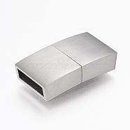 304 Stainless Steel Magnetic Clasps with Glue-in Ends, Rectangle, Stainless Steel Color, 23x12x5mm, Hole: 3x10mm(STAS-F130-75P)
