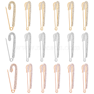 15Pcs 3 Colors Crystal Rhinestone Safety Pin Brooches, Alloy Sweater Shawl Clips for Women, Mixed Color, 72.5x19x9mm, Hole: 5mm, Pin: 1.5mm, 5Pcs/color(FIND-DC0003-15)