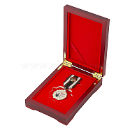 Wood Commemorative Coin Storage Box with Hinged Lid and Metal Latch, Wooden Box with Velvet Inside, Dark Red, Rectangle, 14.1x10.1x3.55cm(CON-WH0088-41A)