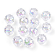 Transparent Acrylic Beads, AB Colors Plated, Round, Clear AB, 5mm, Hole: 1.5mm, about 8300pcs/500g(MACR-T046-01B-01)