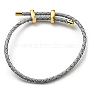 Leather Braided Cord Bracelets, Adjustable Bracelet, Dark Gray, Inner Diameter: 5/8~2-7/8 inch(1.5~7.3cm)(BJEW-G675-06G-07)