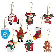 9Pcs 9 Style Felt Pendant Decorations, Christmas Theme, Gift Box/Santa Claus/Snowman, Mixed Color, 80mm, 1pc/style(FABR-GF0001-01)