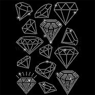 Glass Hotfix Rhinestone, Iron on Appliques, Costume Accessories, for Clothes, Bags, Pants, Diamond Pattern, 297x210mm(DIY-WH0303-038)