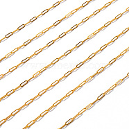 Brass Paperclip Chains, Drawn Elongated Cable Chains, Soldered, with Spool, Long-Lasting Plated, Golden, 7.5x3x0.5mm, about 32.81 Feet(10m)/roll(CHC-T008-07G)