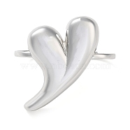 Brass Open Cuff Rings, Heart, Platinum, Adjustable(RJEW-K266-03P)