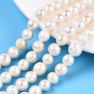 Natural Cultured Freshwater Pearl Beads Strands, Grooved Potato, Creamy White, 7~9x6~9.5mm, Hole: 0.7mm, about 24~28pcs/strand, 7.48 inch(19cm)(PEAR-S020-F11-01)