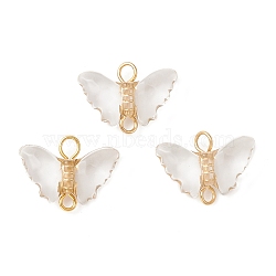 Plating Transparent Acrylic Connector Charms, Butterfly Links with Golden Plated 304 Stainless Steel Double Loops, Clear, 12x16.5x5mm, Hole: 1.8mm(PALLOY-JF02203)