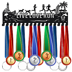 Fashion Iron Medal Hanger Holder Display Wall Rack, with Screws, Word Live Love Run, Beach Theme Pattern, 150x400mm(ODIS-WH0021-305)