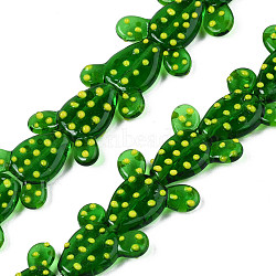 Handmade Bumpy Lampwork Beads Strands, Cactus, Dark Green, 21~22x21~23x6~7mm, Hole: 1.2mm, about 25pcs/strand, 17.13 inch(43.5cm)(LAMP-T017-03)