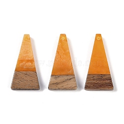 Resin & Wood Pendants, Triangle Charms, Orange, 28.5x14x3.5mm, Hole: 1.6mm(WOOD-F015-03B)