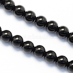 Round Natural Black Onyx Stone Beads Strands, 6mm, Hole: 1mm, about 63pcs/strand, 15.7 inch(X-G-S119-6mm)