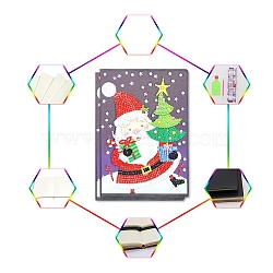 DIY Christmas Theme Diamond Painting Notebook Kits, including PU Leather Book, Resin Rhinestones, Pen, Tray Plate and Glue Clay, Santa Claus, 210x150mm(XMAS-PW0001-108I)