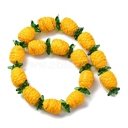 Fruit Series Handmade Lampwork Beads, Pineapple, 21.5~22.5x14~14.5mm, Hole: 1.8mm(LAMP-R003-04A)