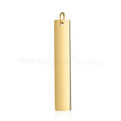 201 Stainless Steel Pendants, with Jump Ring, Manual Polishing, Stamping Blank Tag, Rectangle, Golden, 40x7x1.5mm, Hole: 3mm(A-STAS-S105-T604D-2)