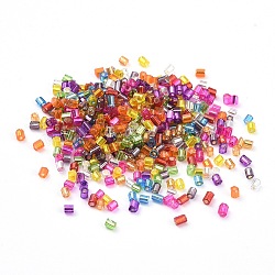 Grade A Glass Seed Beads, Hexagon(Two Cut), Silver Lined, Mixed Color, 1.5~2.5x1.5~2mm, Hole: 0.8mm, about 2100pcs/bag, 450g/bag(SEED-S022-04A-M)