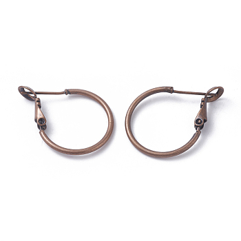 Brass Hoop Earrings, Ring, Red Copper, 20x1.5mm, Pin: 0.6mm