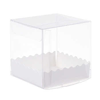 Foldable Transparent PVC Boxes, with Paper Pedestal, Clear, Boxes: 16pcs/set, Pedestal: 16pcs/set