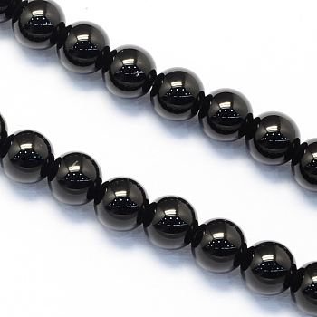 Round Natural Black Onyx Stone Beads Strands, 6mm, Hole: 1mm, about 63pcs/strand, 15.7 inch