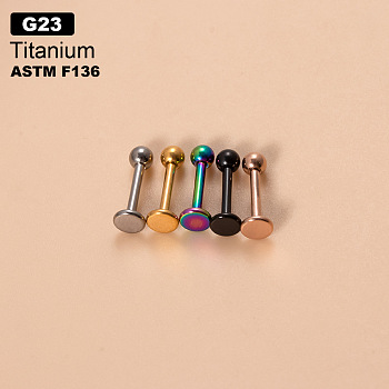 G23 Titanium Round Ball Threadless Labrets, Stainless Steel Color, 6mm, Pin: 1.2mm