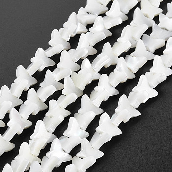 Natural Trochid Shell/Trochus Shell Beads Strands, Butterfly, Floral White, 7.5~8.5x11x3mm, Hole: 0.6~0.7mm, about 50~51pcs/strand, 12.20 inch~12.52 inch(31cm~31.8cm)