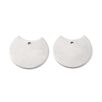 201 Stainless Steel Pendants, Flat Round, Stainless Steel Color, 18x20x0.8mm, Hole: 1.4mm