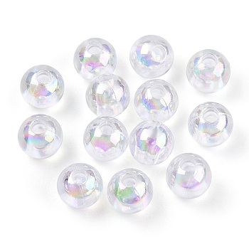 Transparent Acrylic Beads, AB Colors Plated, Round, Clear AB, 5mm, Hole: 1.5mm, about 8300pcs/500g