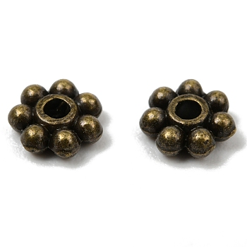 Tibetan Style Alloy Beads Daisy Spacer Beads, Cadmium Free & Lead Free, Flower, Antique Bronze, 6x2mm, Hole: 1.5mm, about 400pcs/100g