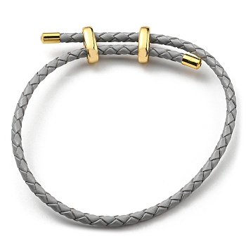 Leather Braided Cord Bracelets, Adjustable Bracelet, Dark Gray, Inner Diameter: 5/8~2-7/8 inch(1.5~7.3cm)