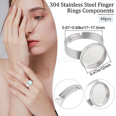 40Pcs Adjustable 304 Stainless Steel Finger Rings Components(STAS-BBC0001-30)-2
