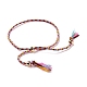 Bracelet coulissant tressé en polyester avec perles en laiton(BJEW-A099-01)-4