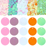 100G 5 Colors PVC Sequin Pendants, Blank Flat Round, Mixed Color, 19~19.5x0.3mm, Hole: 1.5mm, 20g/color(KY-CY0001-20)