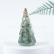 Resin Christmas Tree Display Decoration, with Natural Green Aventurine Chips inside Statues for Home Office Decorations, 45x40x86mm(PW-WG72023-01)
