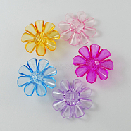 Garment Findings Transparent Acrylic Flower Sewing Shank Buttons, Mixed Color, 31x31x11mm, Hole: 3mm(X-TACR-R18-M)