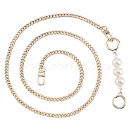 Iron Bag Strap, with ABS Plastic Imitation Pearl Beads, Gate Rings, Swivel Clasps & Curb Chain, Bag Replacement Accessories, Light Gold, 121x0.75x0.2cm(FIND-WH0082-65)