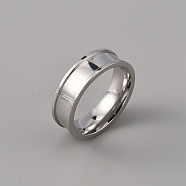 201 Stainless Steel Grooved Finger Ring Settings, Ring Core Blank, for Inlay Ring Jewelry Making, Stainless Steel Color, Inner Diameter: 17mm(STAS-WH0027-27B-P)