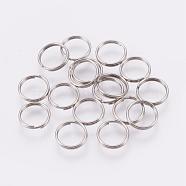 304 Stainless Steel Split Rings, Double Loops Jump Rings, Stainless Steel Color, 8x0.6mm, about 7mm inner diameter, 5000pcs/bag(STAS-E010-8x0.6mm-2)