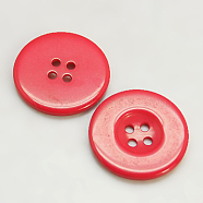 Resin Buttons, Dyed, Flat Round, Red, 25x3mm(RESI-D033-25mm-03)