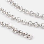 Iron Rolo Chains, Belcher Chain, with Spool, Unwelded, Lead Free, Platinum, 2x1mm, about 328.08 Feet(100m)/roll(CH-S066-P-LF)