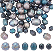 WADORN 60Pcs 3 Style Natural Cultured Freshwater Pearl Beads, Dyed, Mixed Shapes, Black, 7~10x5~12mm, Hole: 0.5~1.8mm, 20pcs/style(PEAR-WR0001-06)