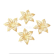 Iron Beads Caps, Etched Metal Embellishments, 6-Petal, Flower, Golden, 36x33x3mm, Hole: 2mm(FIND-B020-02G)