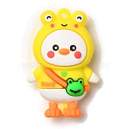 Duck with Frog PVC Plastic Cartoon Big Pendants, for DIY Keychain Making, Yellow, 54x35x17mm, Hole: 3.5mm(PVC-G005-03)