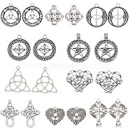 DIY 20Pcs 10 Style Tibetan Style Alloy Pendants,Trinity Knot/Triquetra & Heart & Cross, Antique Silver, 27~39x22~31x1.5~2mm, Hole: 2mm, 2pcs/style(PALLOY-SC0004-12)